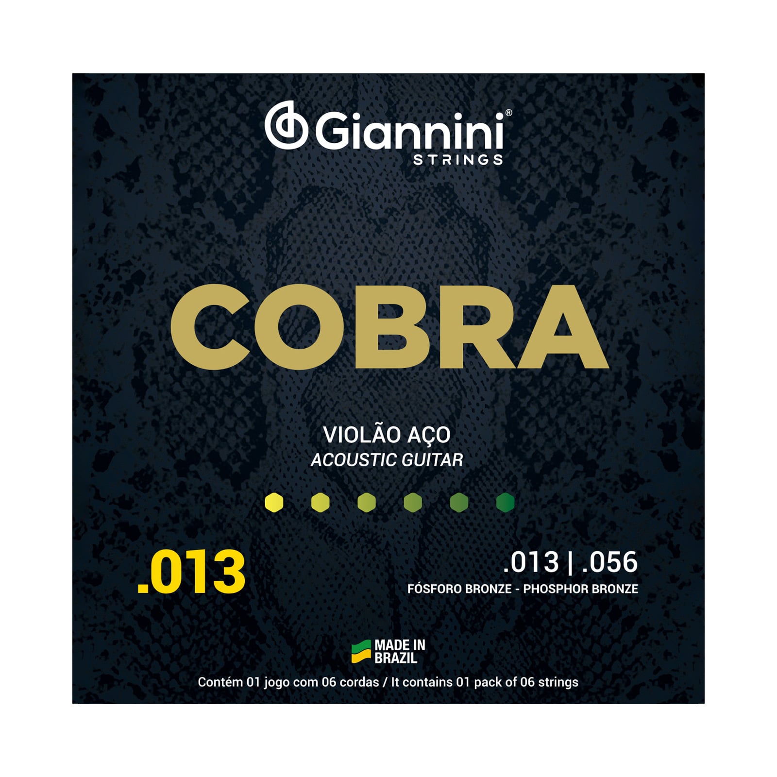 Encordoamento para Violão Aço 6 cordas Giannini Cobra Fósforo