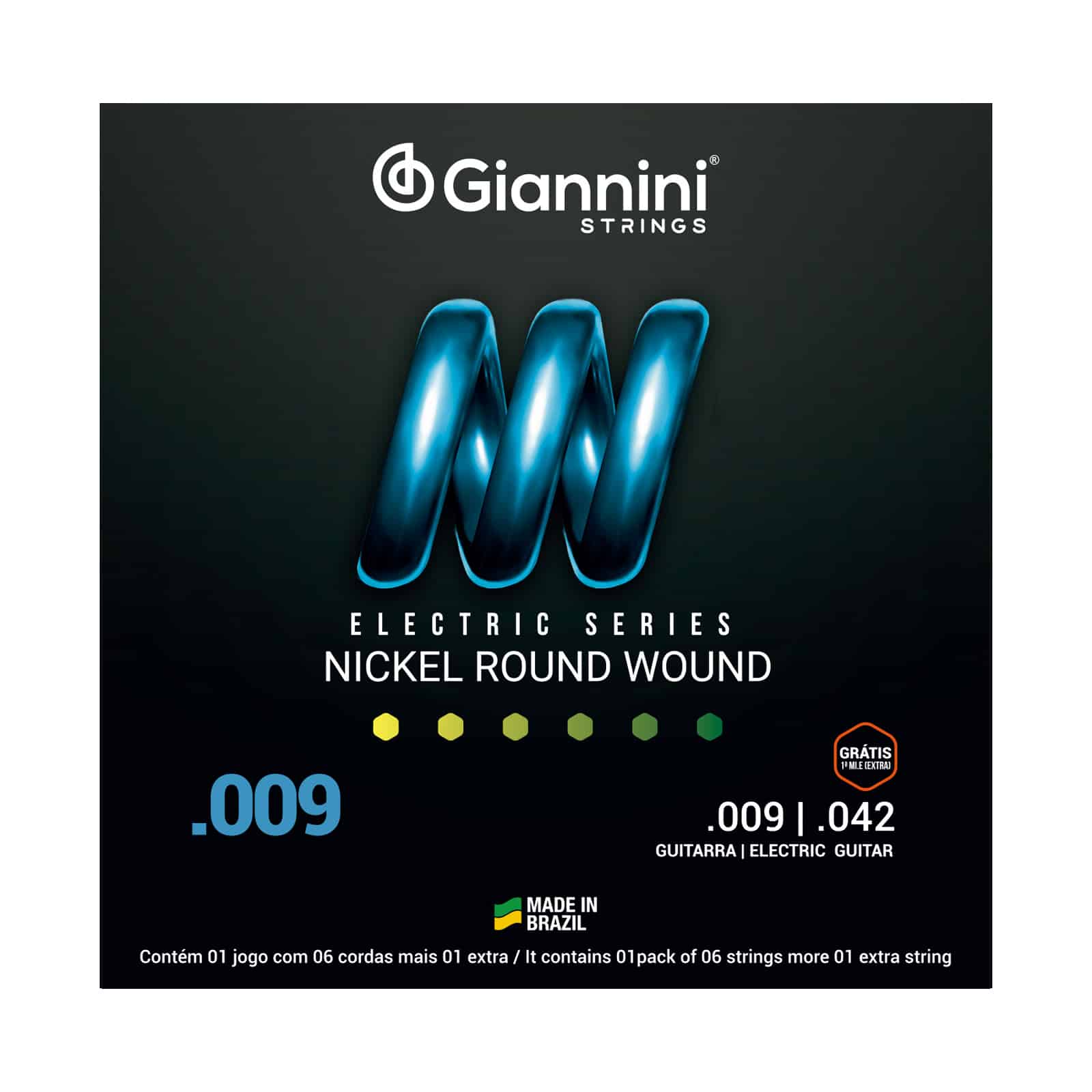 Encordoamento para Guitarra Giannini Nickel Round Wound GEEGST9