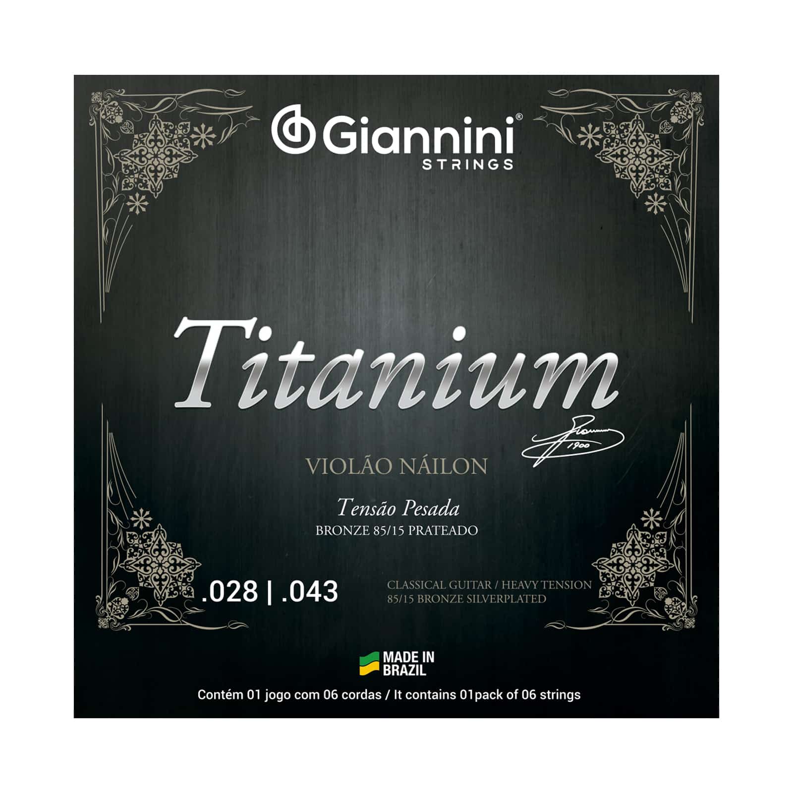 Encordoamento para Violão Náilon 6 cordas Giannini Titanium Bronze