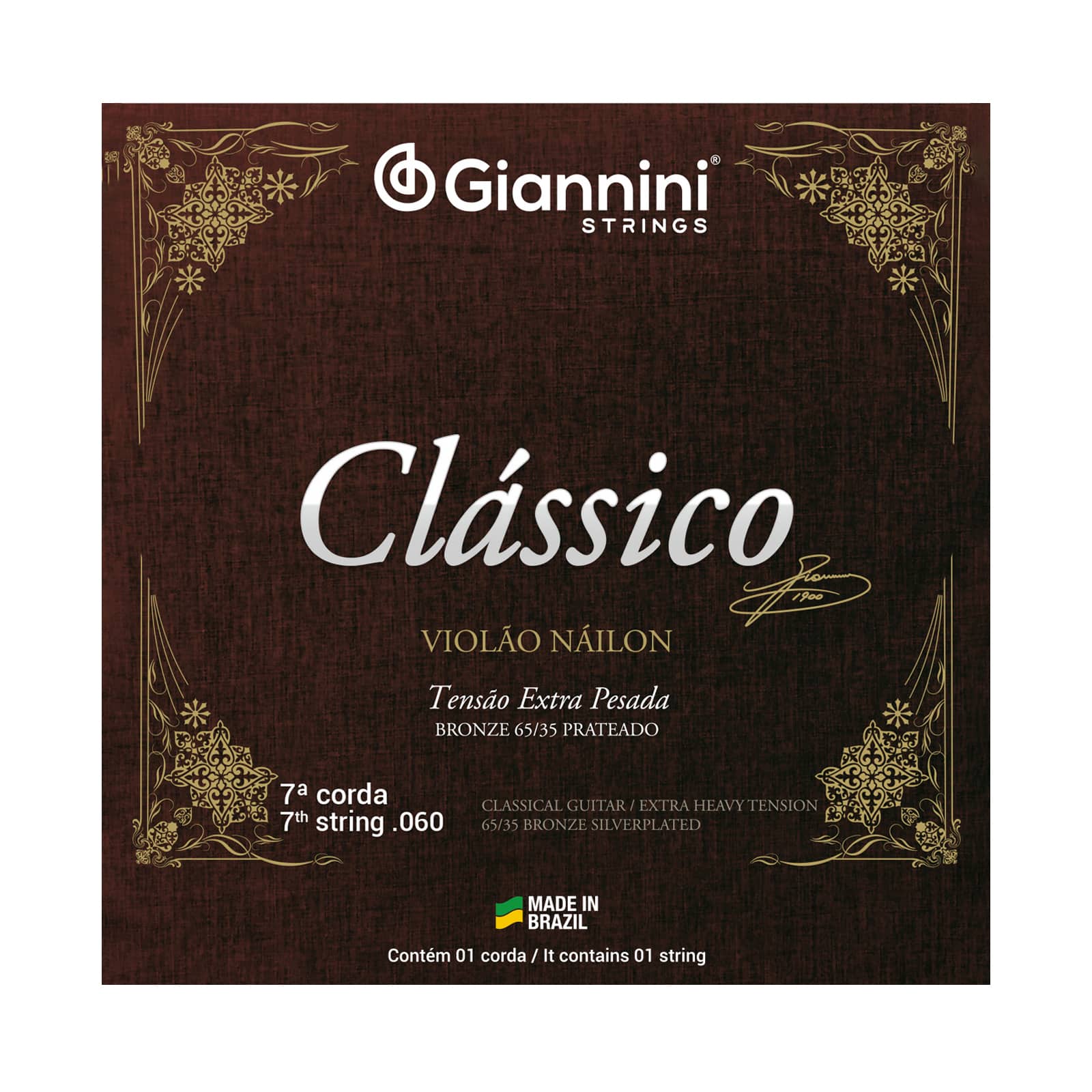 Encordoamento para Violão Náilon 7ª corda Giannini Clássico Bronze
