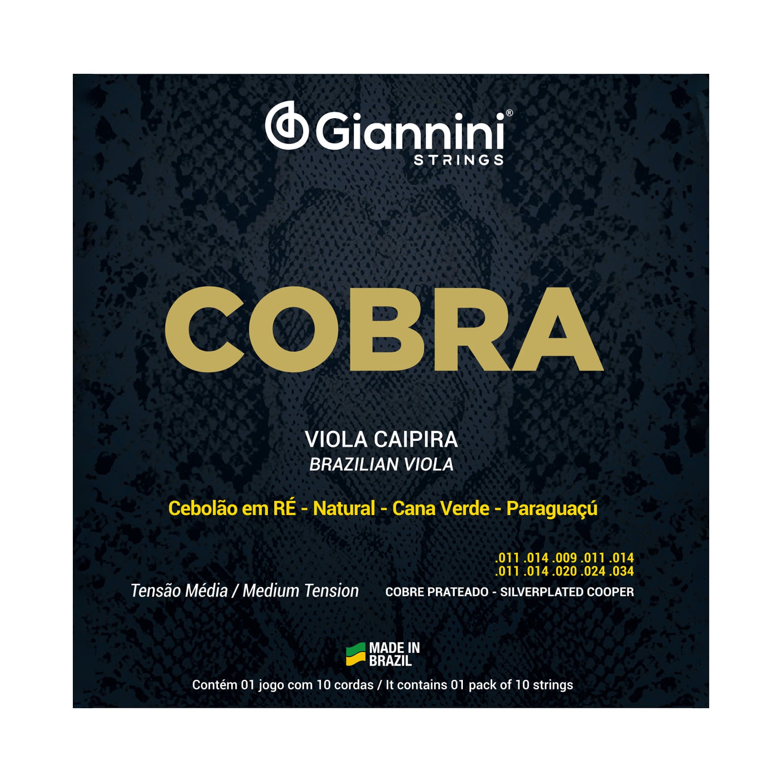 Encordoamento para Viola Giannini Cobra Cobre Prateado GESVM Média